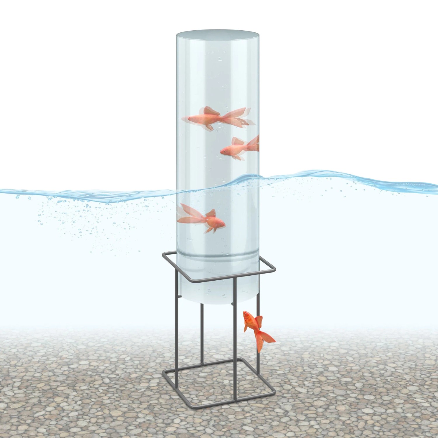 Relaxdays Fischsäule Acryl Transparent Grau 87 cm x 22 cm x 22 cm