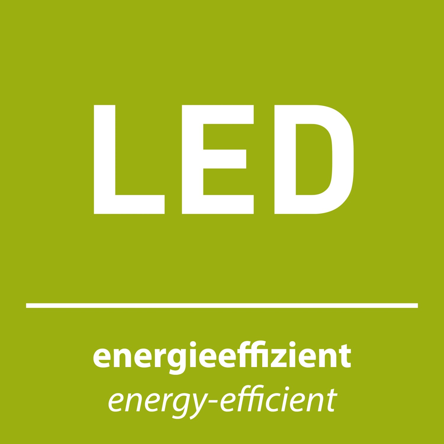 Symbol für energieeffiziente LED-Beleuchtung in Grün und Weiß.
