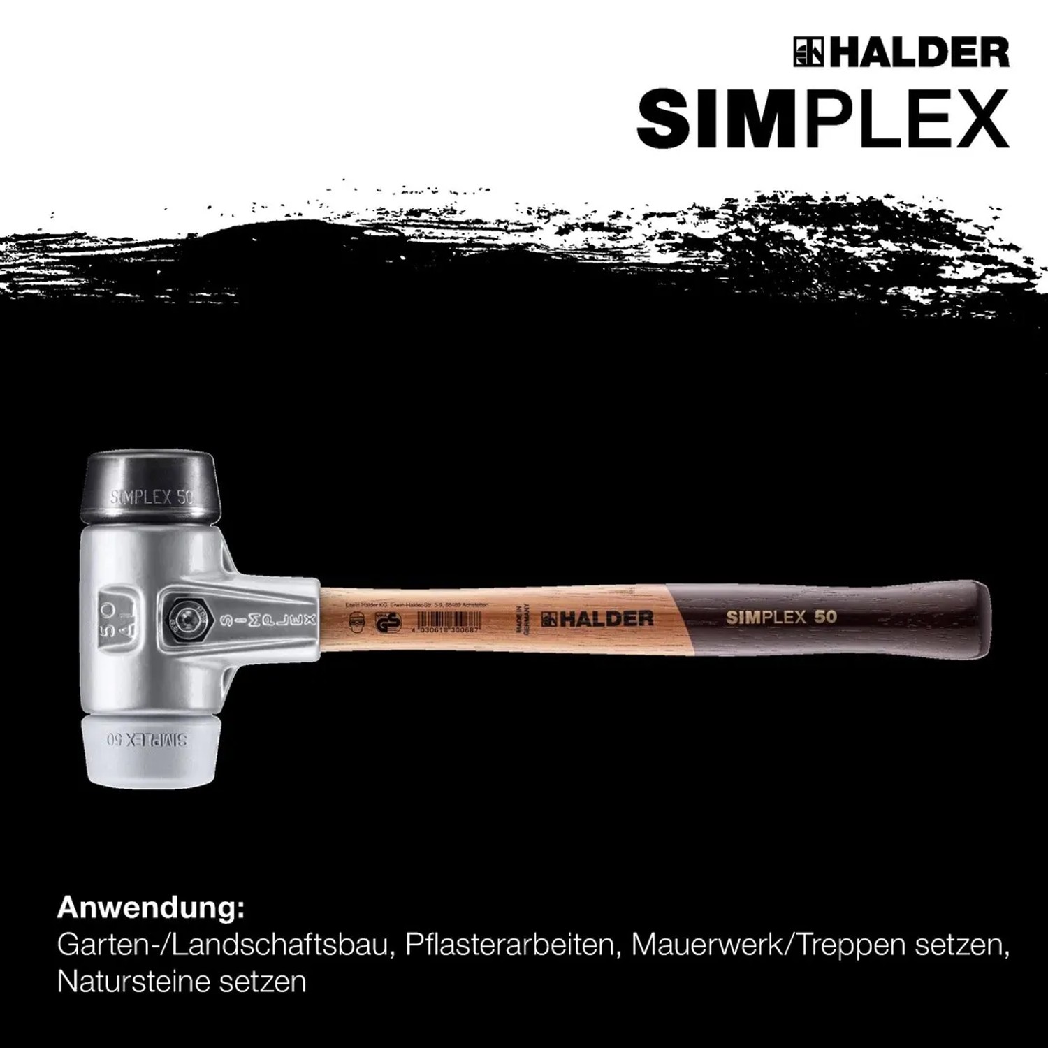 Halder Simplex Schonhammer Ø 50 mm Gummi   TPE-mid Grau mit Aluminiumgehäuse_5