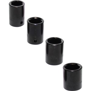 Einhell Druckluft Zubehör-Set, 4 schwarze Steckschlüssel in verschiedenen Größen.