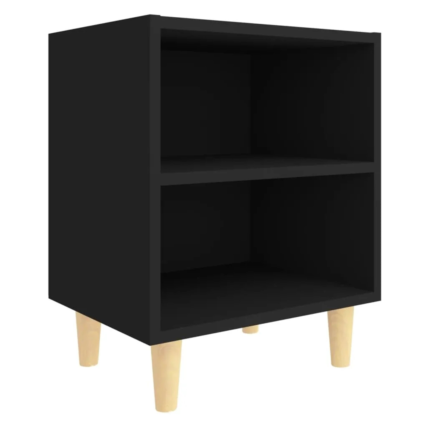 vidaXL Nachttisch mit Massivholz-Beinen Schwarz 40x30x50 cm 805781