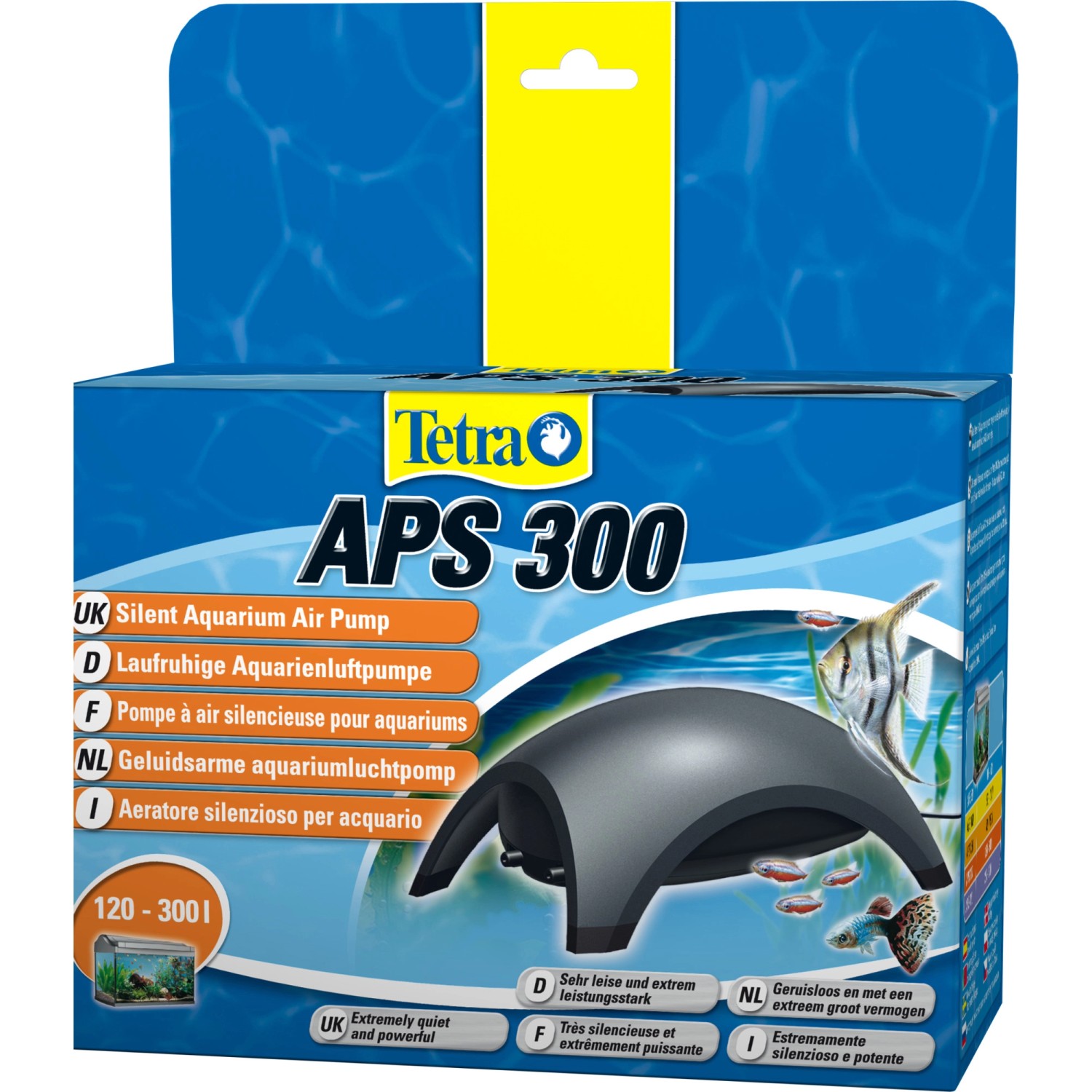 Tetra APS 300 Aquarienluftpumpe in Schwarz für Aquarien von 120-300l.