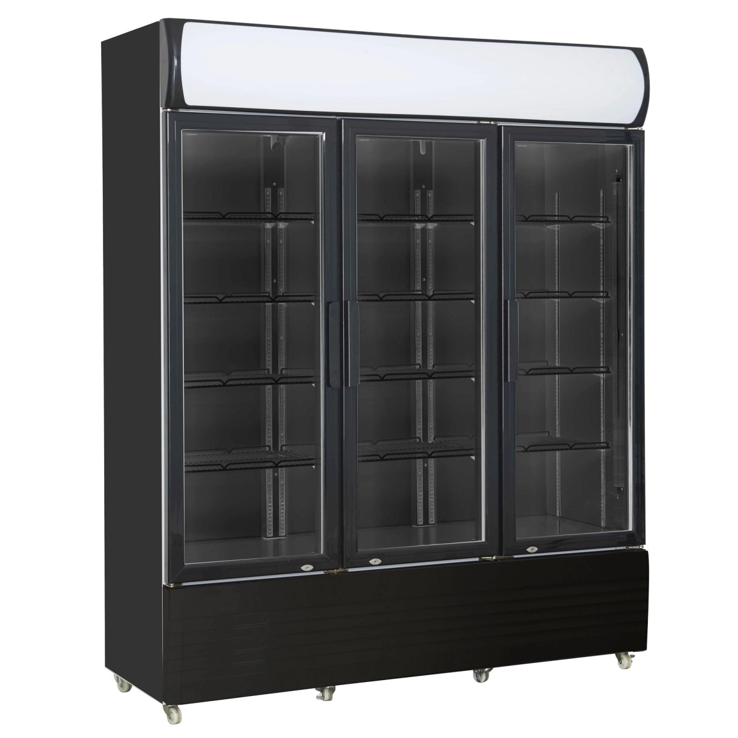 CHEFGASTRO Kühlschrank Bongo 3x Glastür mit Display 1065 Liter HxBxT 197,3 x 160 x 61 cm 1 bis 10°C Schwarz (Maße: 197.3cm | 61cm | 160cm)