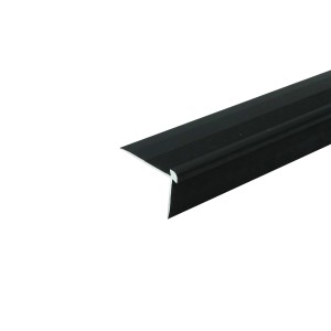 Schwarzes Döllken Winkel-Abschlussprofil aus Aluminium für LVT Böden, 1000 mm lang.