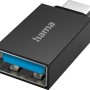 Schwarzer Hama USB-OTG-Adapter mit USB-C-Stecker auf USB-Buchse (USB 3.2 Gen 1).