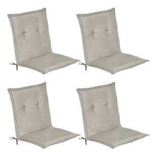 4er Set Beautissu Loft NL Niederlehner Auflagen, 100x50x6cm, hellgrau. Gartenstuhlauflagen mit Befestigung.
