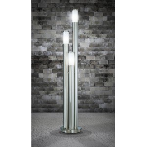Moderne Globo LED-Wegeleuchte Boston, 170 cm, Edelstahl mit drei Leuchtelementen.