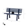 Blaue 2-Sitzer Gartenbank Antigua, 120 cm breit, aus witterungsbeständigem Kunststoff. Ideal als Parkbank oder Sitzbank.