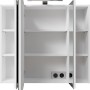 Offener Pelipal Spiegelschrank Quickset 312, weiß glänzend, mit Einlegeböden und Aufsatzleuchte.