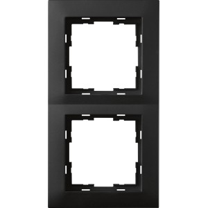 Schwarzer, matter Doppelrahmen Finnja für Schalter und Taster.
