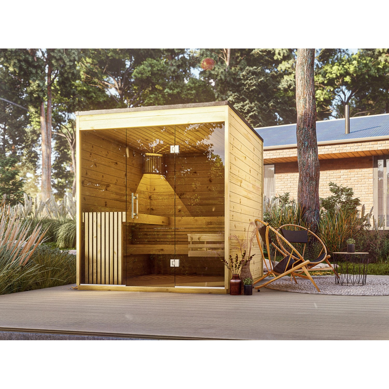 Fjordholz Design Saunahaus Modell Relax Beschläge  Silber günstig online kaufen