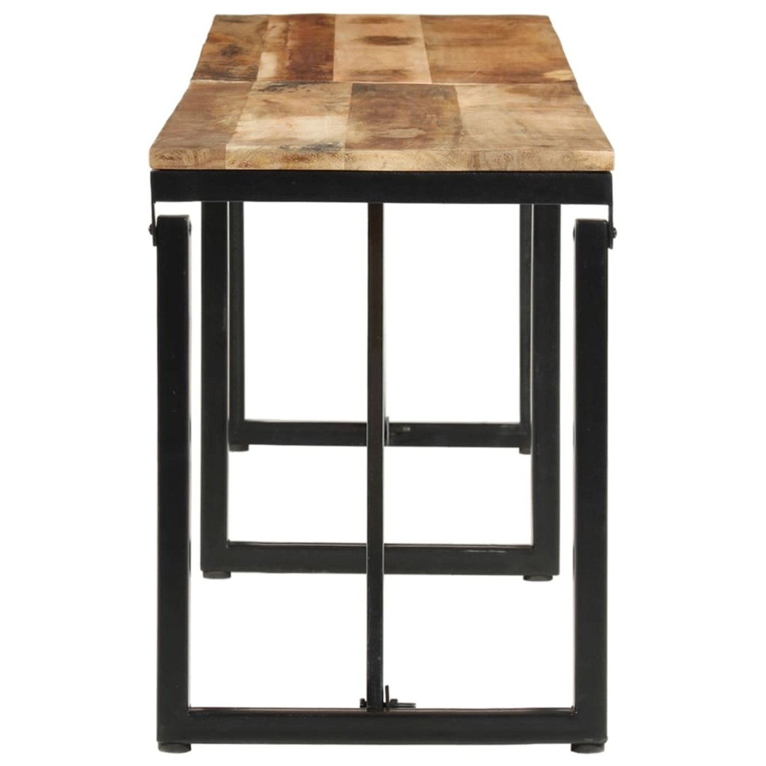 VidaXL Sitzbank aus Mangoholz mit schwarzem Metallgestell, 160x35x46 cm.