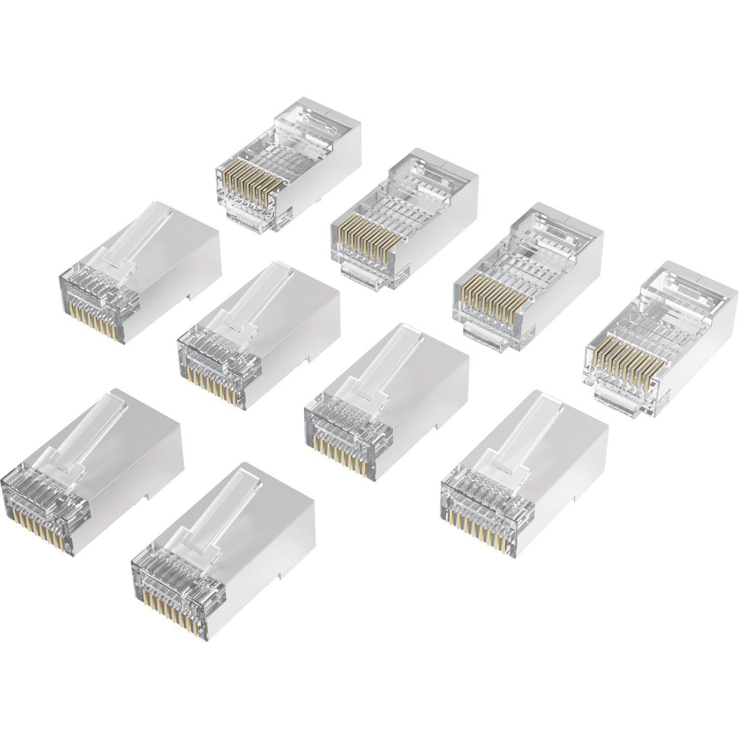 10 Hama Netzwerkstecker CAT 6A, geschirmt für 10 Gbit/s Datenübertragung im Set.