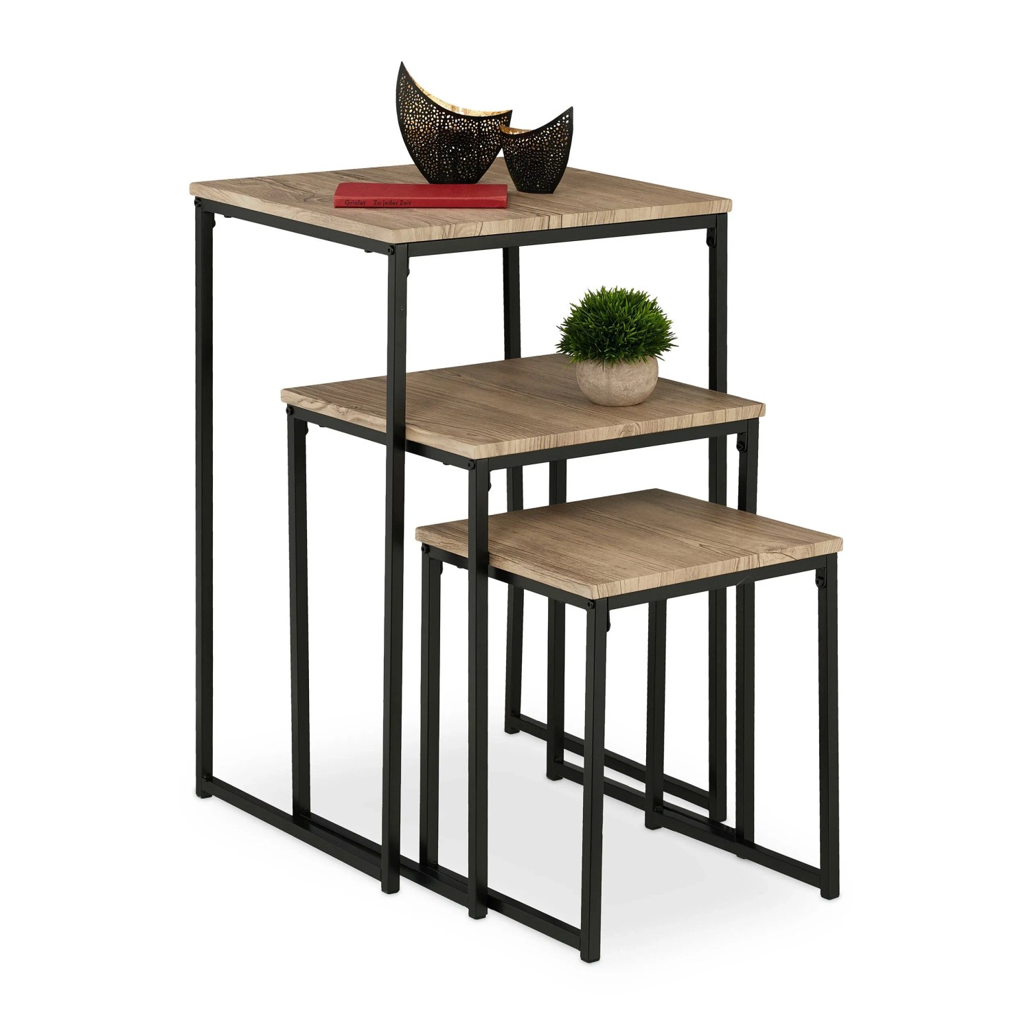 Relaxdays Beistelltisch 3er Set Eisen Mdf Pvc Bunt Stapelbar 76 Cm X 46 Cm X 46 Cm 3, 8 Kg