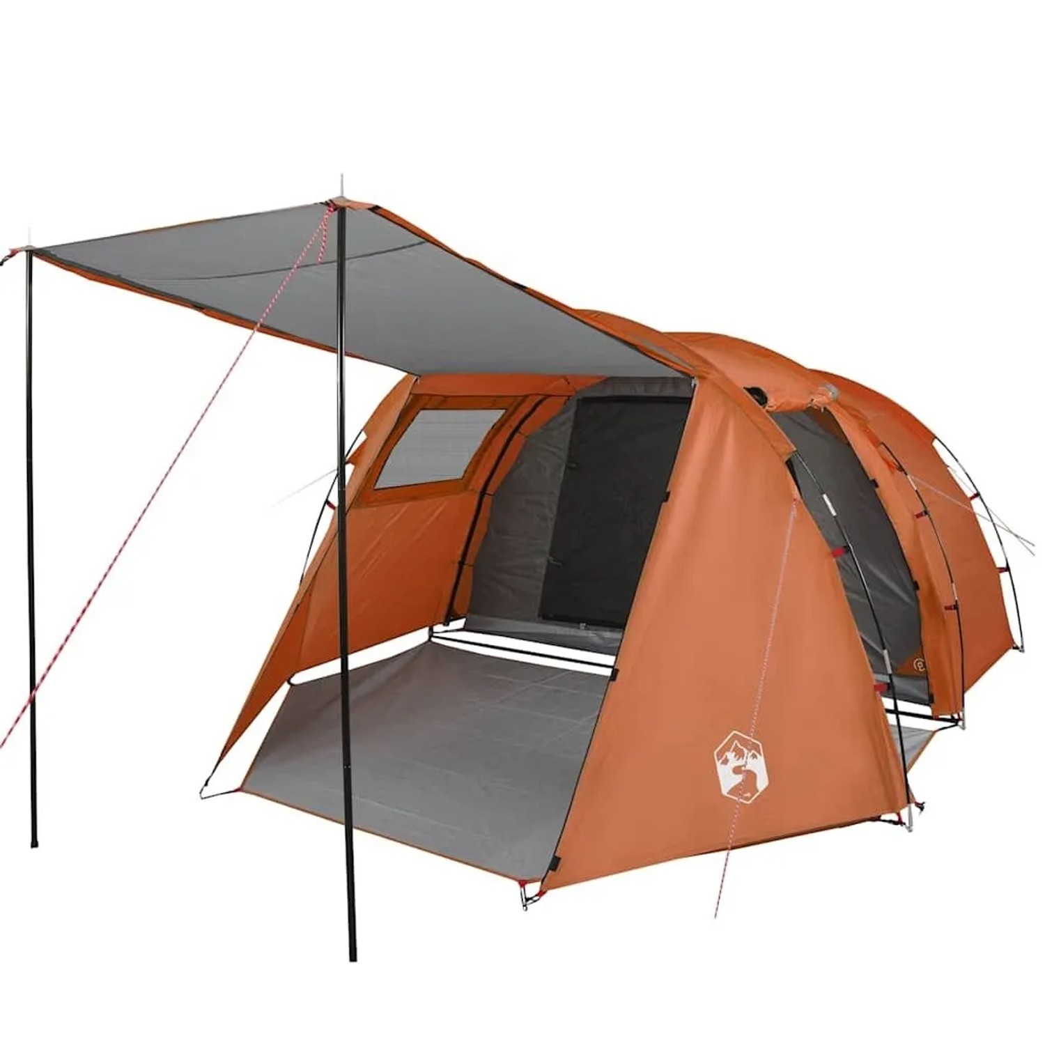 vidaXL Tunnelzelt 4 Personen Grau und Orange Wasserdicht 94399