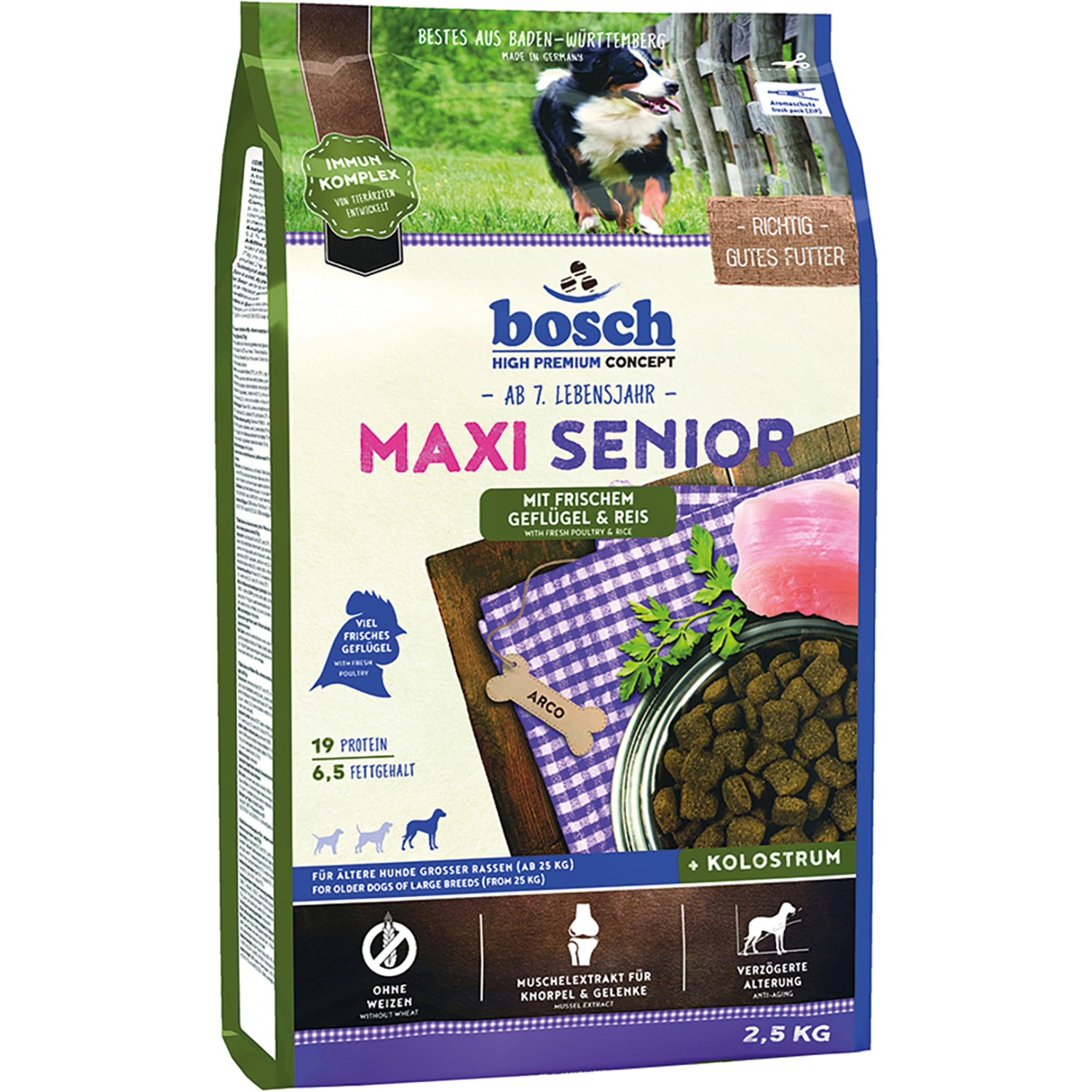 Bosch Pets Spezialfutter für Hunde Maxi Senior Geflügel und Reis 2,5 kg