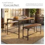 Tectake Sitzgruppe Bolton 3 Teilig Esstisch Mit 2 Sitzbänken  100 x 130 x 75 cm Industrial Holz Dunkel  Rustikal_4