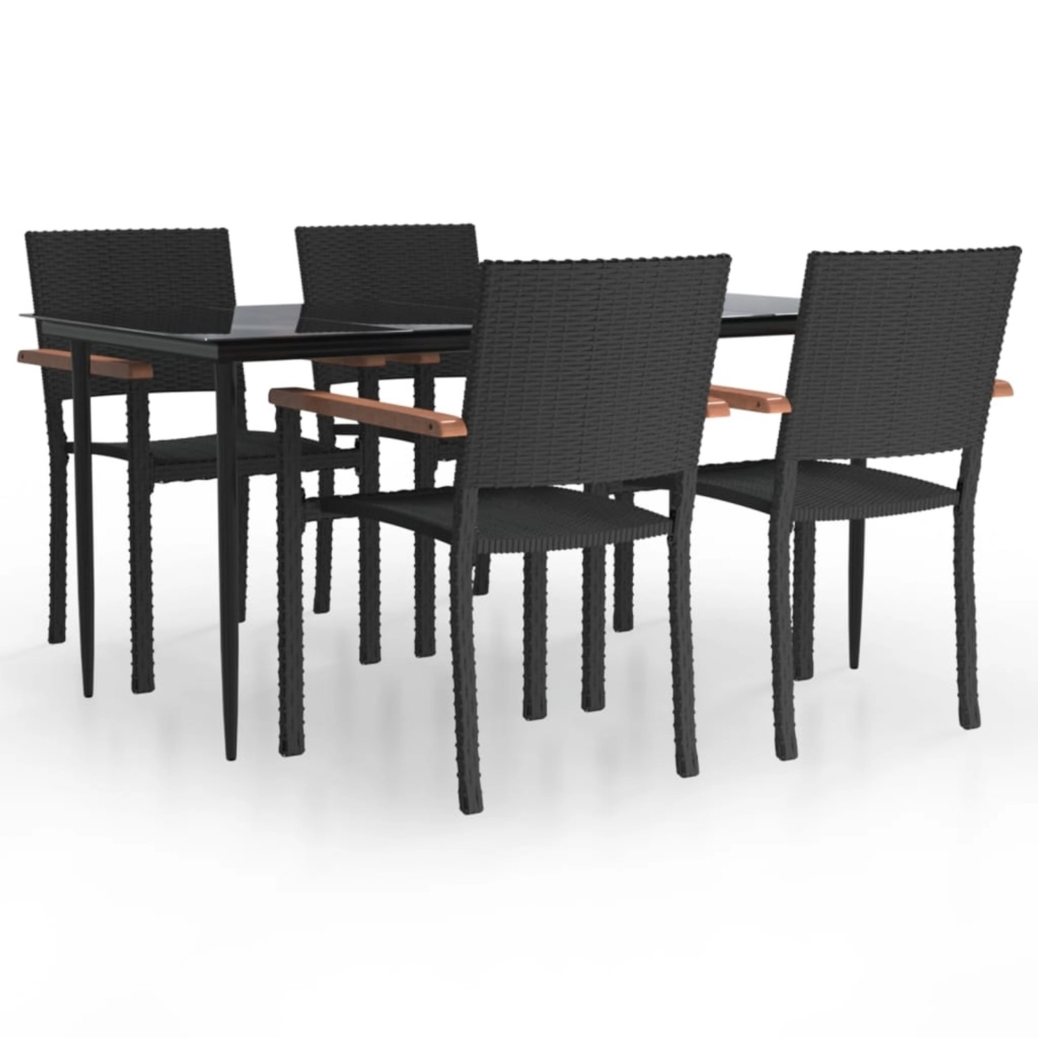 vidaXL 5-Tlg Garten-Essgruppe Schwarz Poly Rattan 3156684