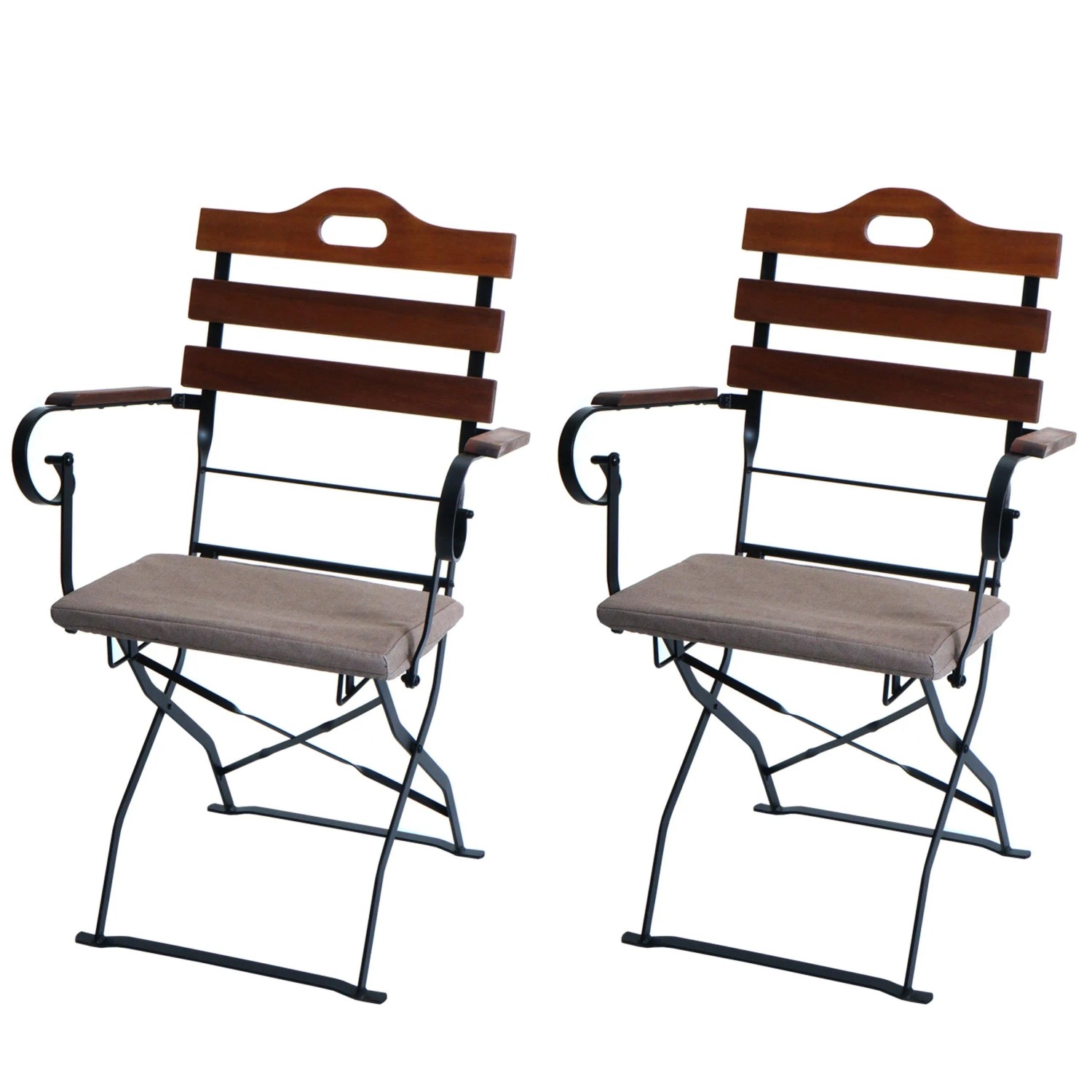 MCW 2er-Set Biergartenstuhl J40 Gastronomie-Qualität Braun Polster Hellbraun