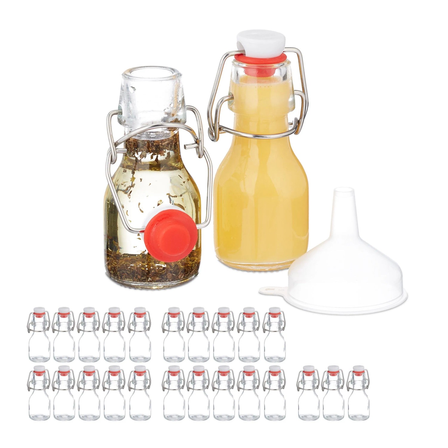 Relaxdays Flaschen mit Bügelverschluss Glas Transparent Auslaufsicher 25er Pack 11,5 cm x 5 cm x 4,5 cm