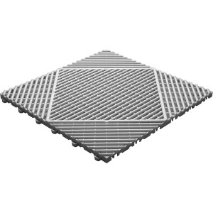 Florco Kunststoff-Klickfliese, weiss-alu, 40x40 cm. Quadratische Fliese mit offenem Gittermuster.