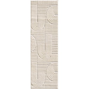 Ayyildiz Kurzflorteppich Art 1121 Creme, 80x250 cm mit skandinavischem 3D-Relief Muster.
