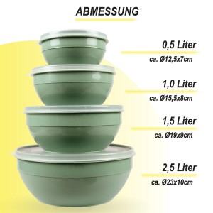 Bestgoodies Vorratsdosen 4er Set, rund, grün, verschiedene Größen gestapelt.