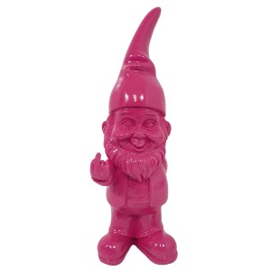 Magenta Deko-Figur Zwerg mit Stinkefinger, 17,5 cm, für den Garten.