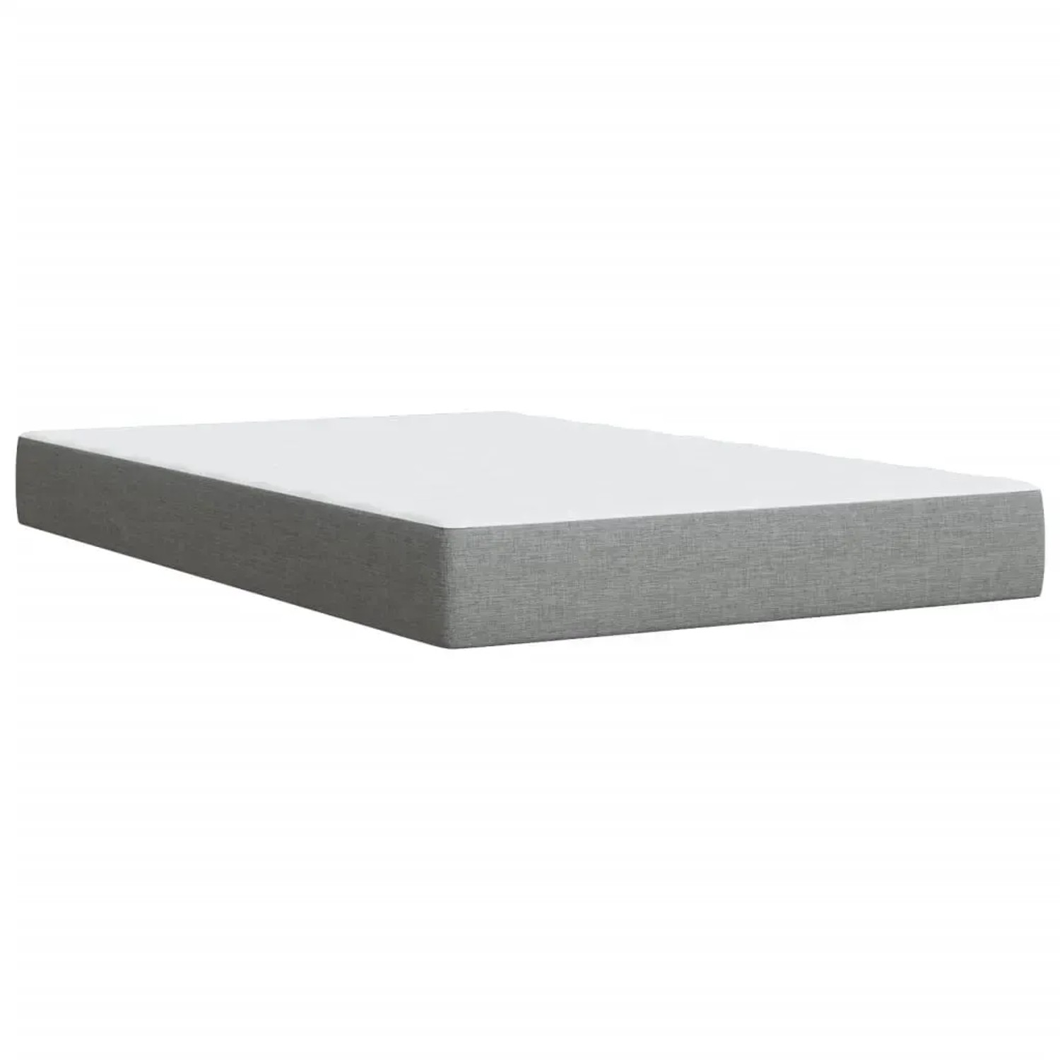 Hellgraues Boxspringbett 120x200 cm mit weißer Matratze für erholsamen Schlaf.