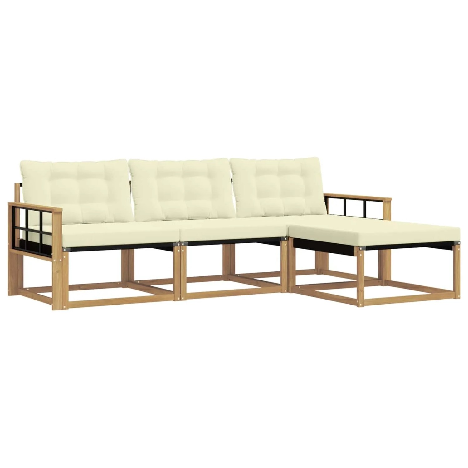 vidaXL Outdoor-Sofagarnitur mit Kissen 4 Stk Weiß und Creme 3388568