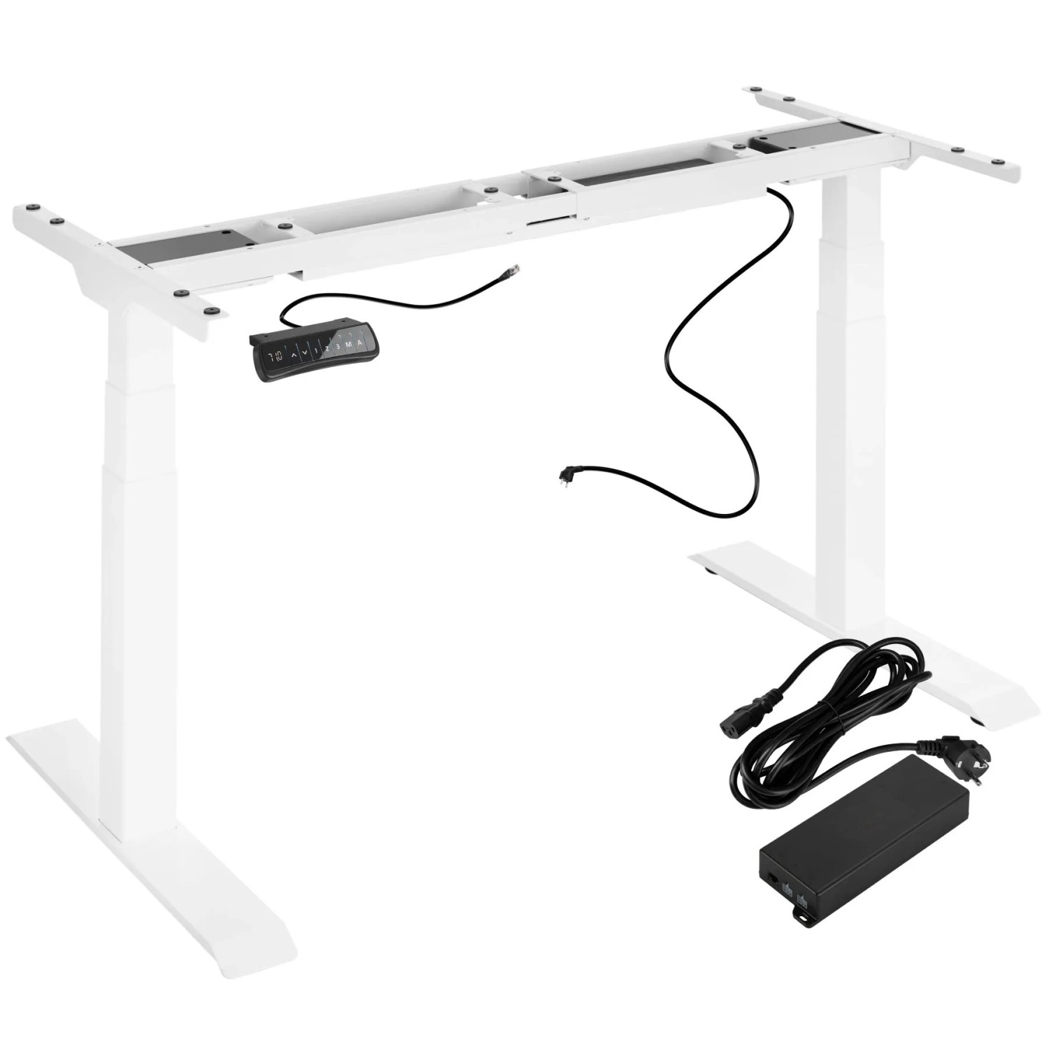 Tectake Tischgestell Denis Elektrisch Höhenverstellbar Mit 2 Motoren 3 Stufig  Belastbarkeit 125 kg  190 x 68 x 123 cm Weiß