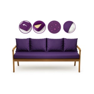 Violettes Setgarden Bankkissen-Set für 3-Sitzer Gartenbank, bestehend aus Sitz- und Rückenkissen.