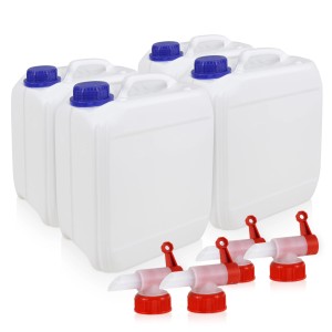 Höfer Chemie Kunststoff Kanister Set, 4x5l, für Camping & Freizeit mit Ablasshähnen.