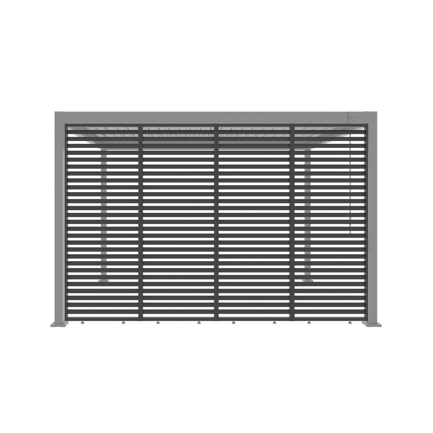 Anthrazitfarbene Lamellenwand 85cm für Pergola, 4er-Set. Bietet Sichtschutz und Stabilität für Pavillons.