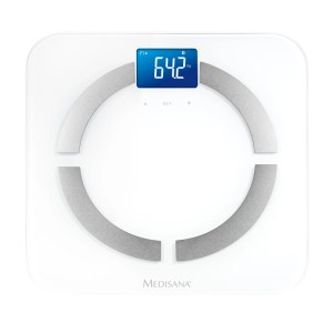 medisana BS 430 Connect Körperanalysewaage mit App, weiße Personenwaage mit LCD-Display.
