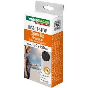 Windhager Open-Up Fliegengitter, anthrazit, 130x150cm, einfache Montage mit Klettband.