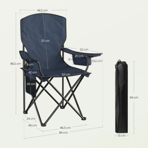 WOLTU Campingstuhl Klappbar Leicht mit Hochlehne Kühltasche Getränkehalter