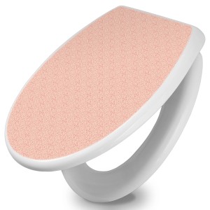 Weißer WC-Sitz mit Absenkautomatik und rosa Arabesque Motiv von Banjado.