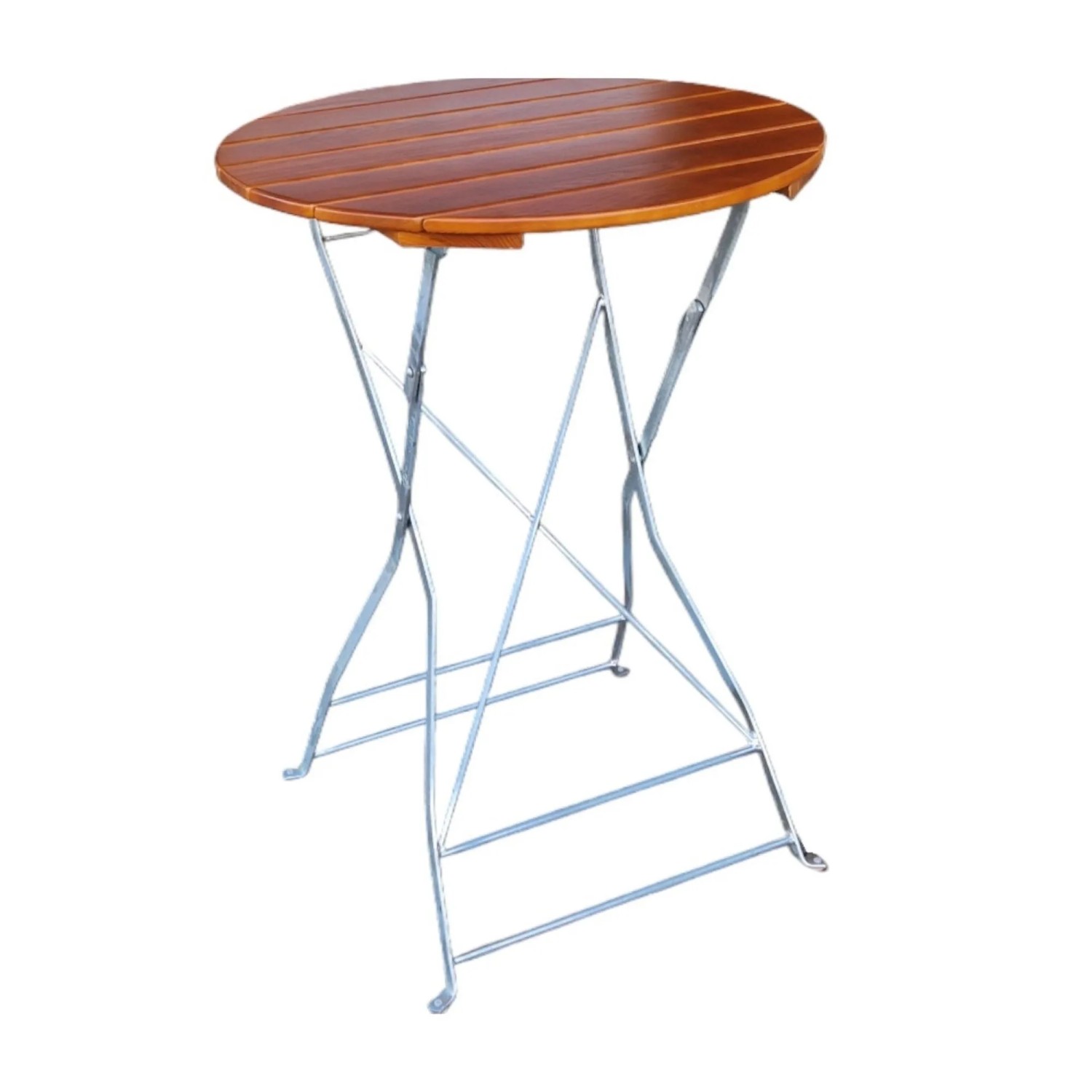 CHEFGASTRO Stehtisch WALDKRONE Made In Germany HxBxT 110x80x80cm  Ø80cm Klappbar Wetterfest & UV-beständig Eschenholz  Silber/Braun