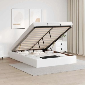 vidaXL Ottoman-Bett ohne Matratze Weiß 140x200 cm Kunstleder 3310805