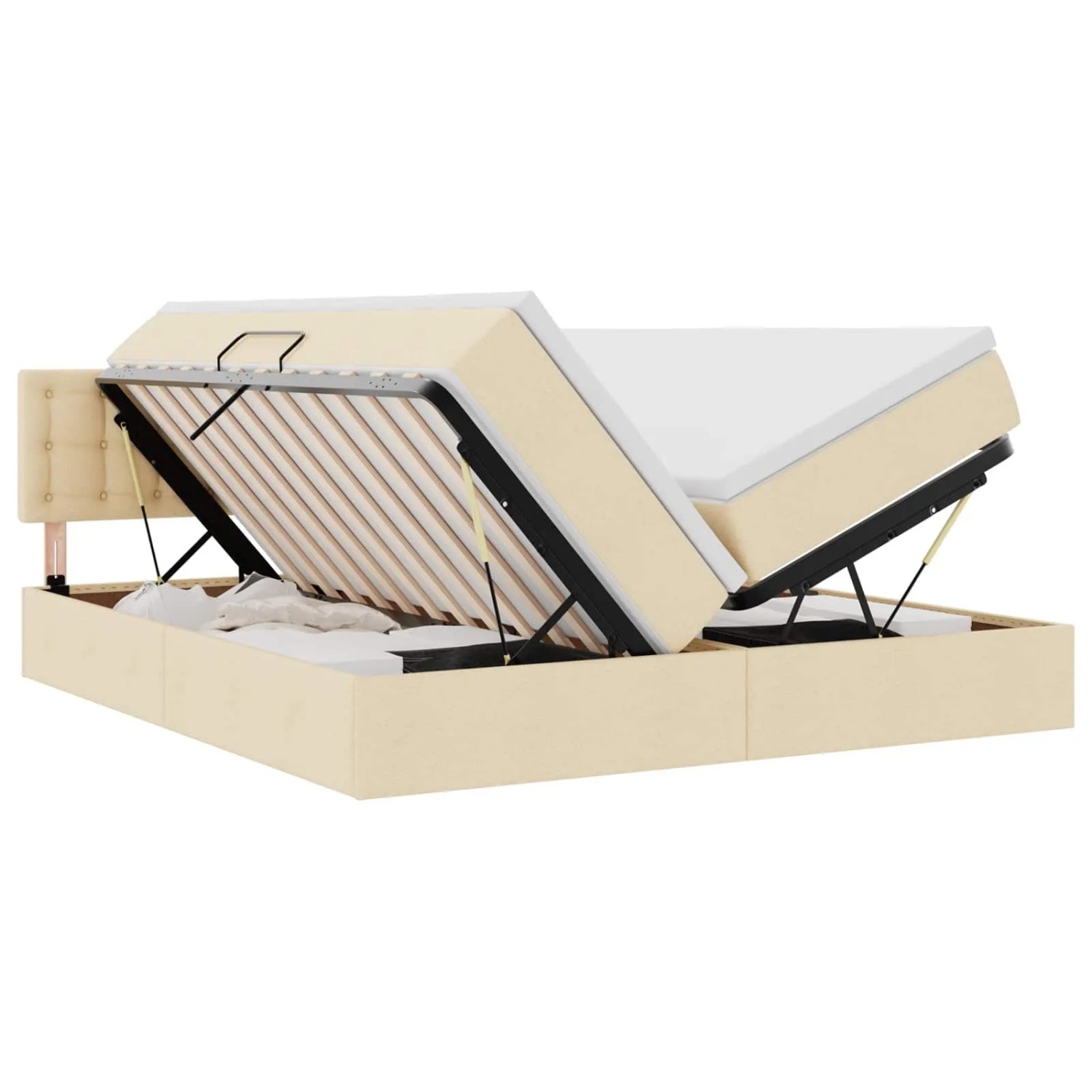 vidaXL Aufbewahrungsbett mit Matratze Creme 200 x 200 cm Kunstleder 3370959