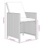 Grauer Rattan Gartenstuhl mit Kissen, Teil der 11-tlg. vidaXL Essgruppe. Abmessungen sind eingezeichnet.