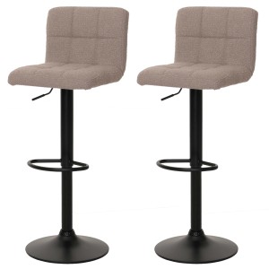 PROREGAL 2er-Set Barhocker Gepolstert Mit Lehne Sitzhöhe 63-83cm Höhenverstellbar Drehbar Stoff Boucle Taupe Tresenhocker Barstuhl