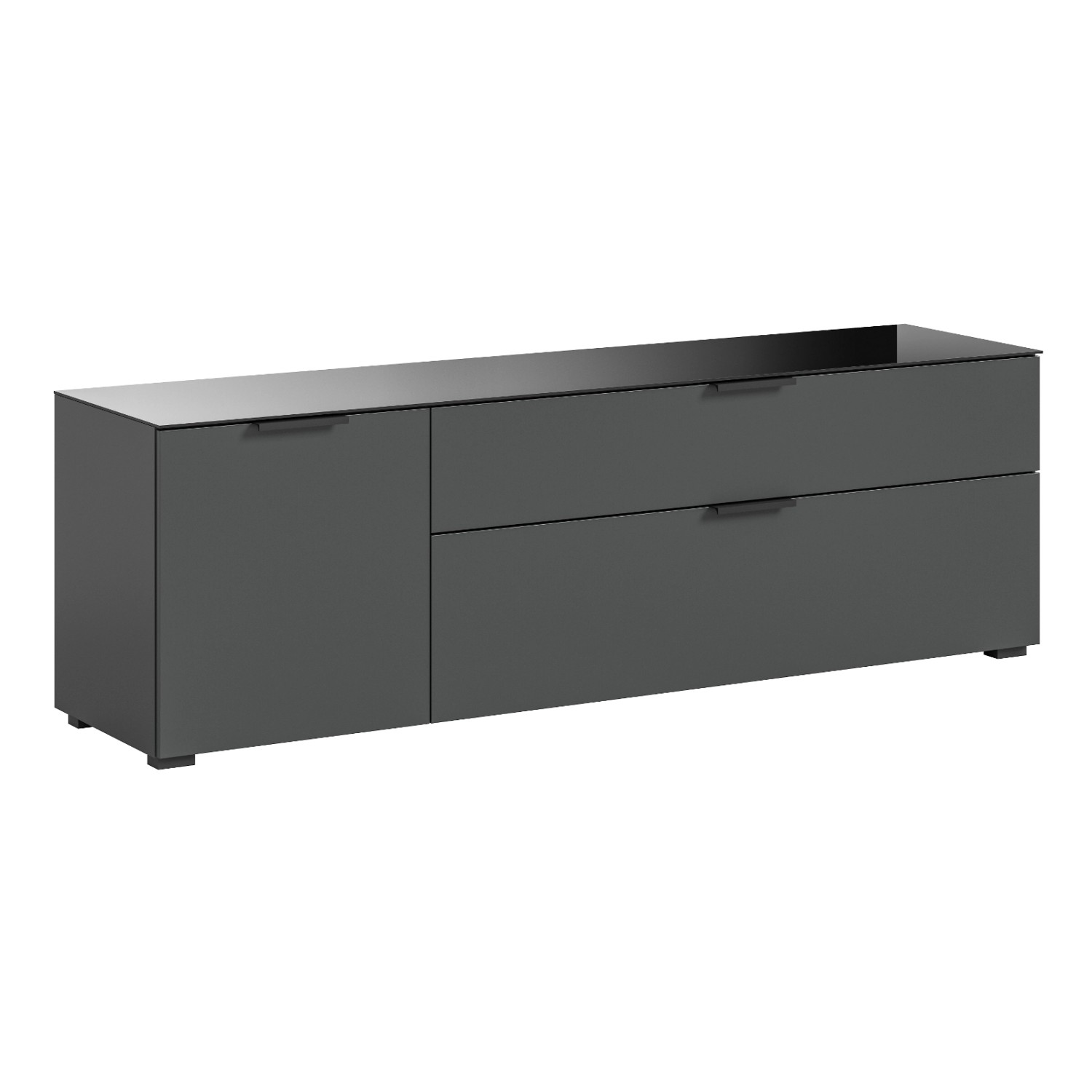 Inn.Furn TV-Lowboard Grau 160 cm mit Glasauflage mit Soft-Close Riano günstig online kaufen