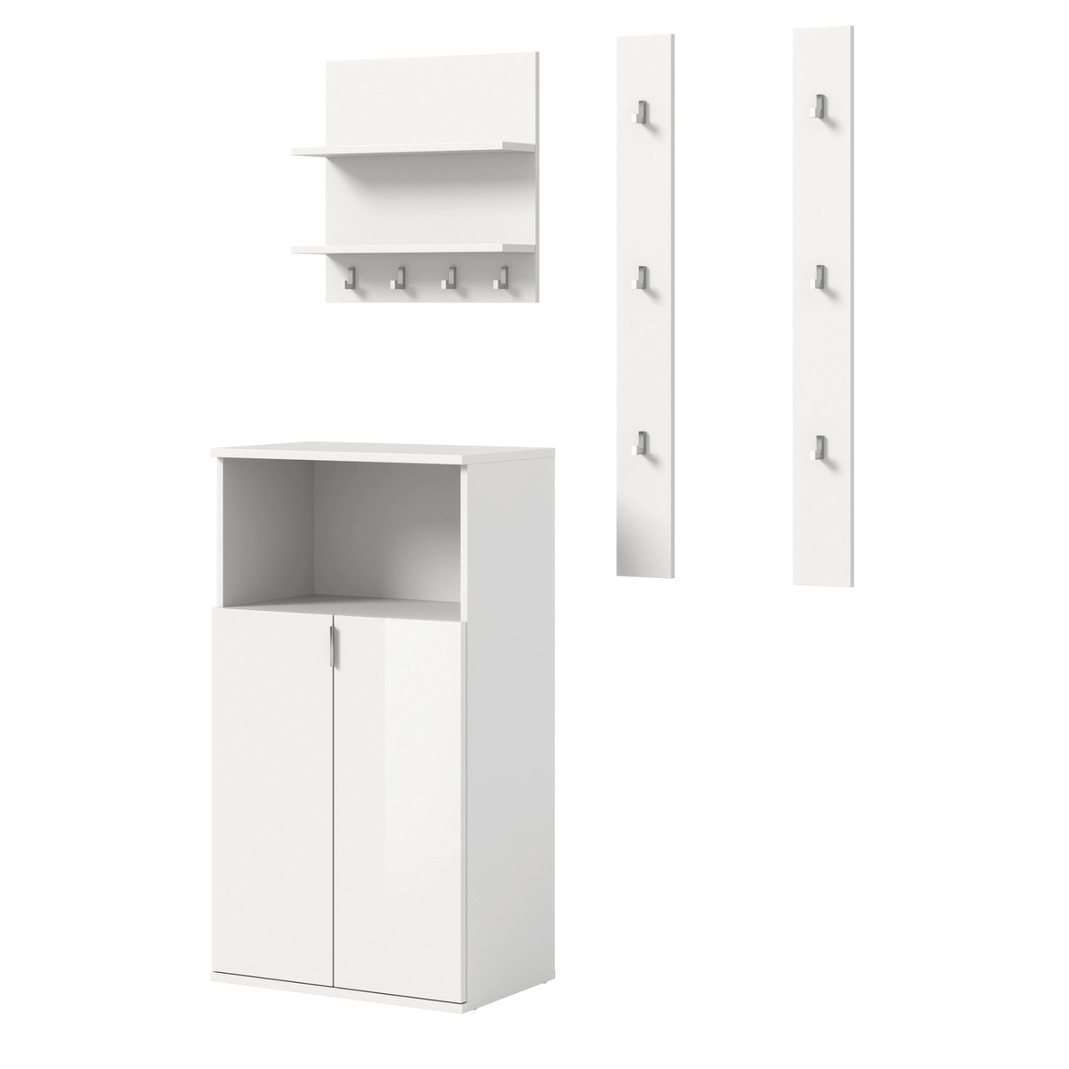 Inn.Furn Garderoben-Set 4-teilig in Weiß Hochglanz 117 cm SystemX günstig online kaufen