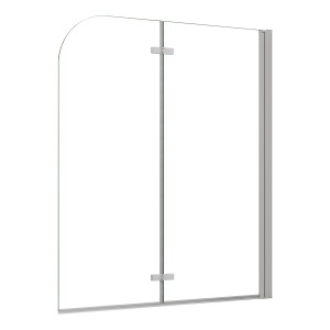 Weißer AICA Badewannenaufsatz, 2-teilige Faltwand aus Glas für Dusche.