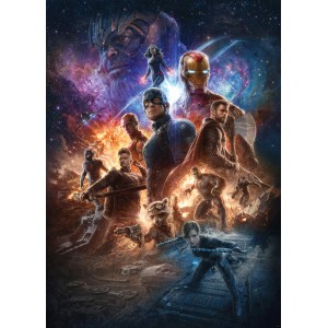 Komar Vlies Fototapete Avengers Battle of Worlds mit diversen Superhelden.