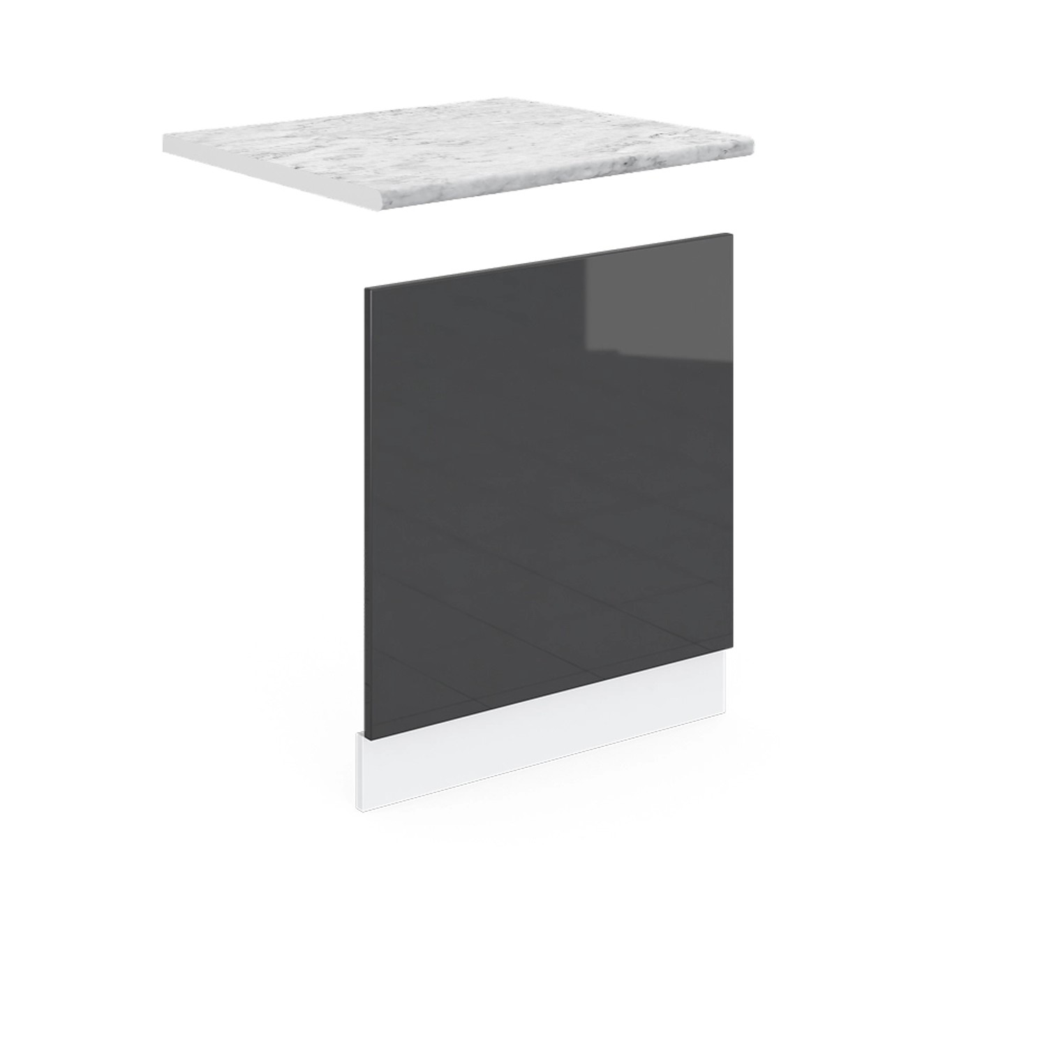 Thumbnail - Vicco Frontblende R-Line Geschirrspüler Fronttür Anthrazit Hochglanz/Weiß 60 cm AP Marmor