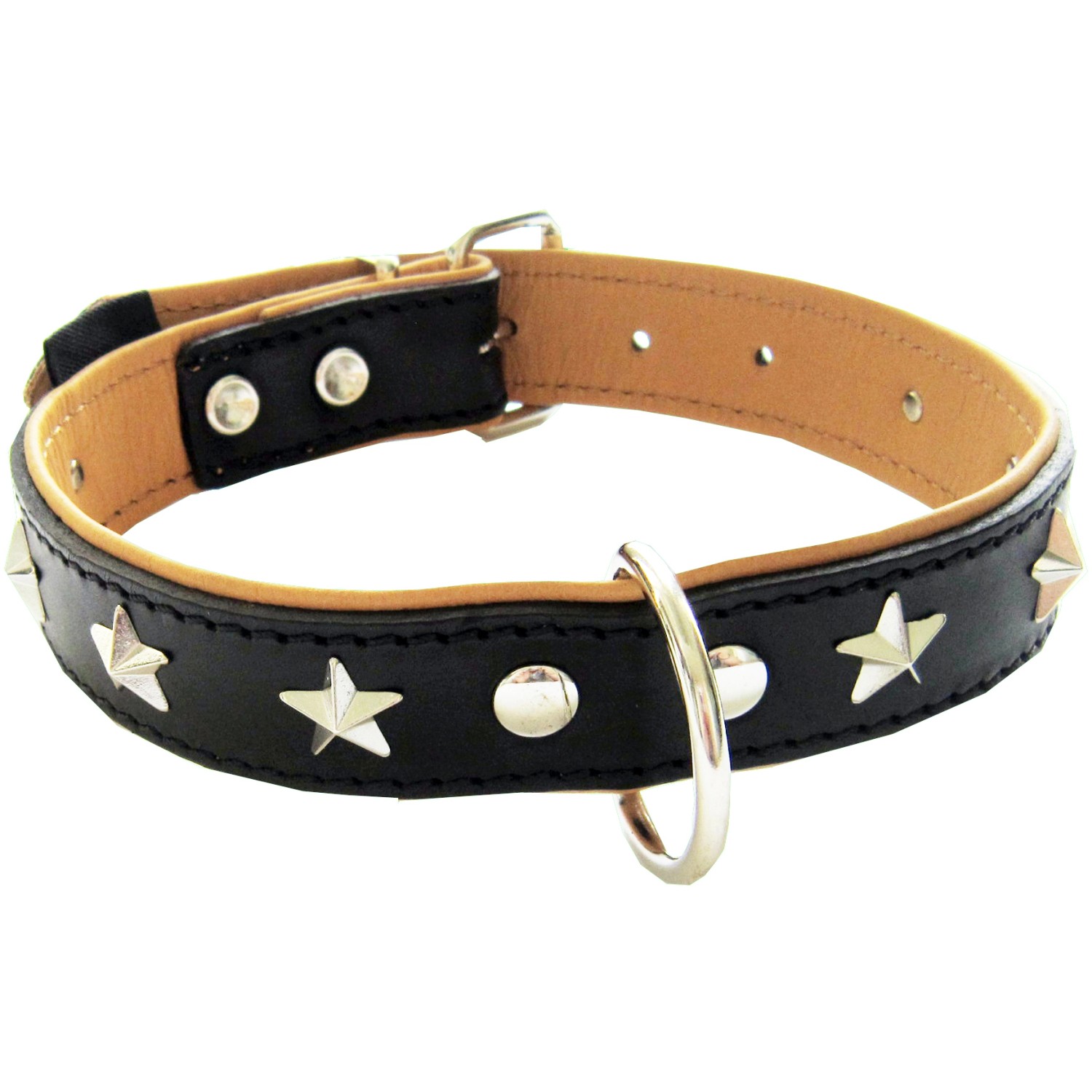 Heim Hunde-Schmuckhalsband Stern Breite 25 mm Länge 50 cm Schwarz