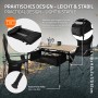 Faltbarer, beiger Hauki Campingtisch aus Aluminium mit Zubehör und Tragetasche.